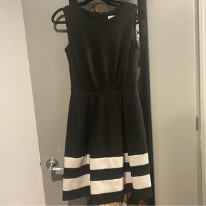 Calvin Klein Black With White Detail Fit and Flare Dress size 2
